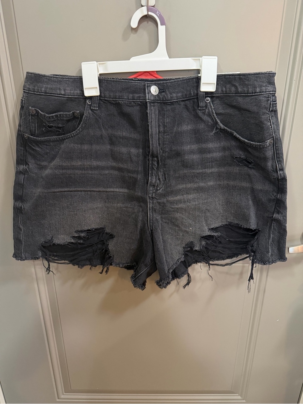 American Eagle Outfitters Black Distressed Denim Jean Shorts